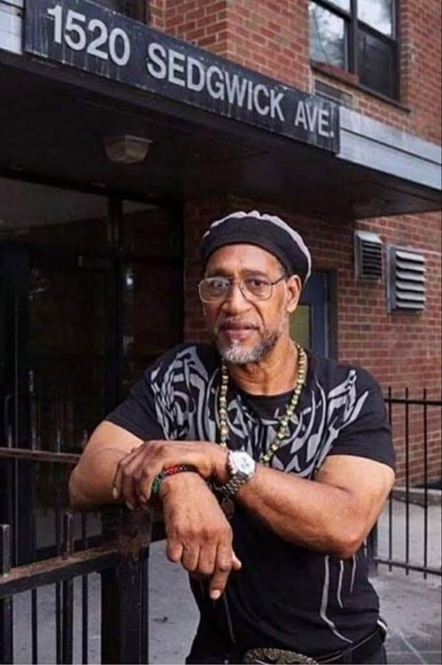 Kool Herc outside 1520 Sedgwick Avenue in the Bronx.