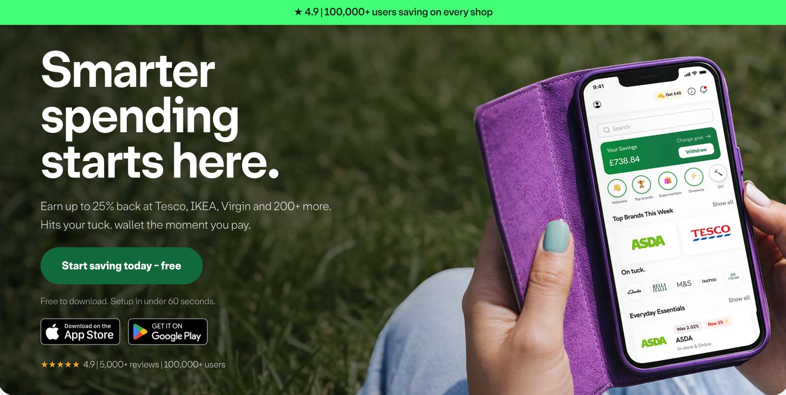 Tuck website cover with cashback app